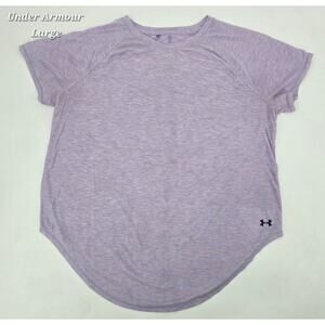 Under Armour Women’s Lavender Performance Tee Curved Hem Athletic Top